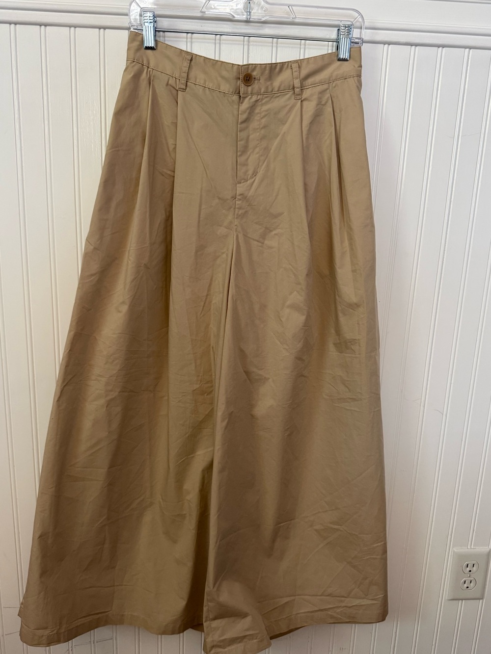 Wide leg cotton trouser